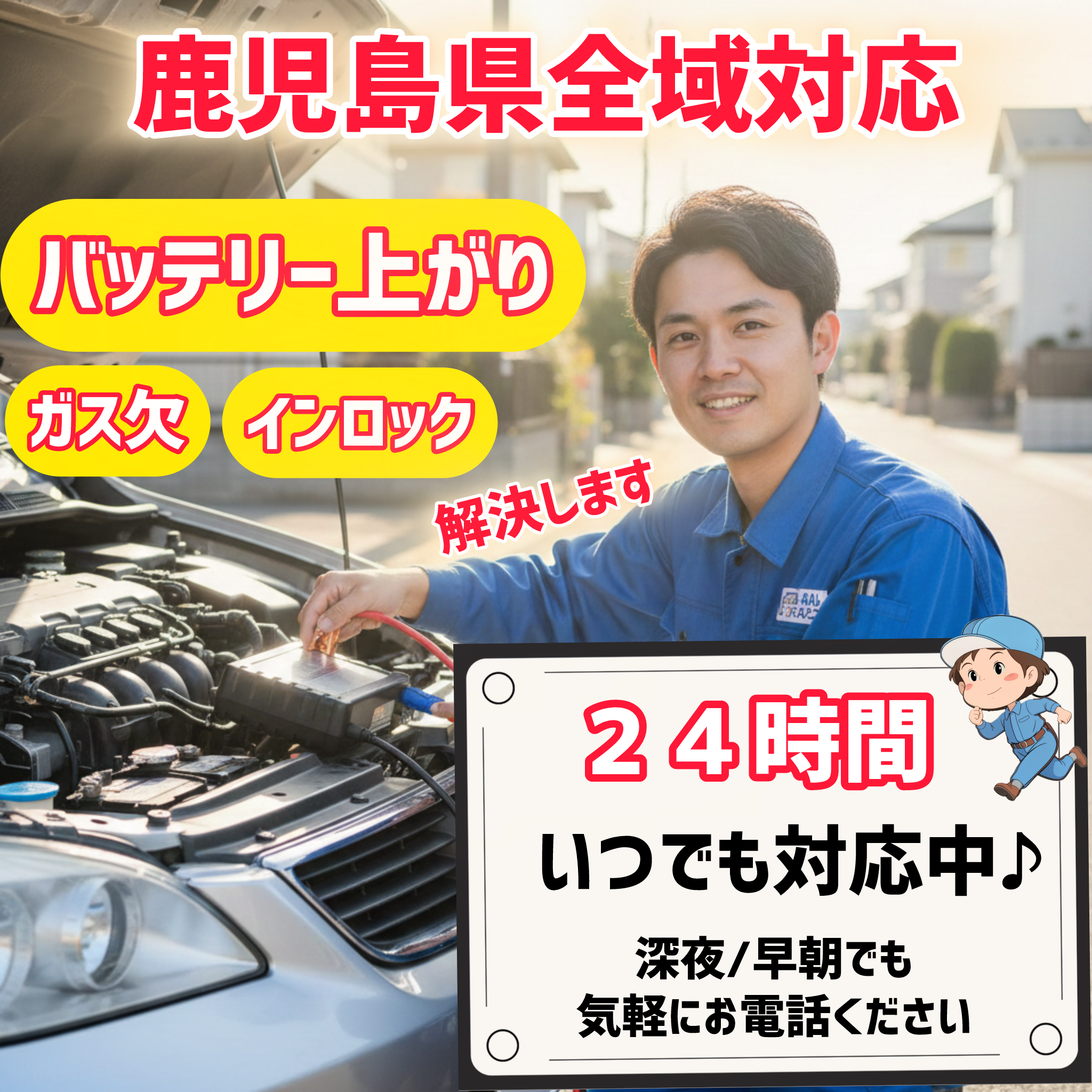 【8,500円で解決】＝バッテリー上がり&ガス欠